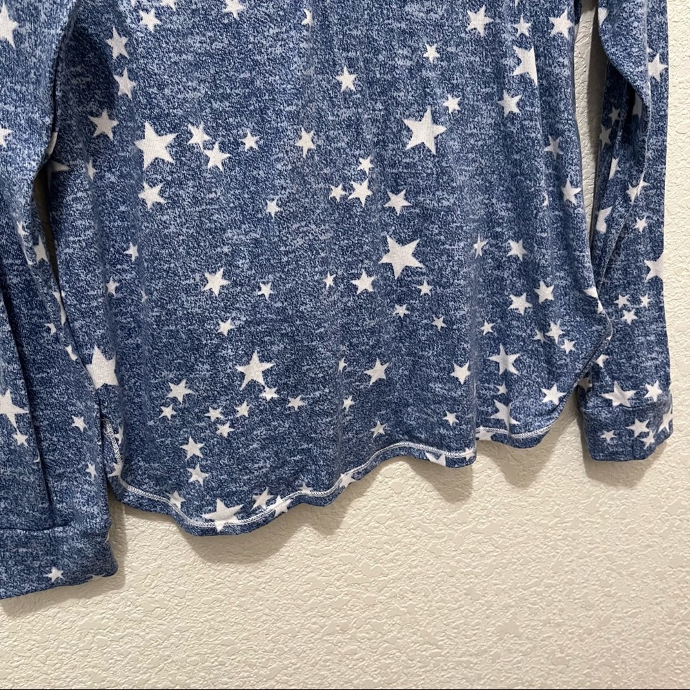 Kensie Blue White Star Print Pajama Top Shirt Long Sleeves Womens Size L - Picture 4 of 11